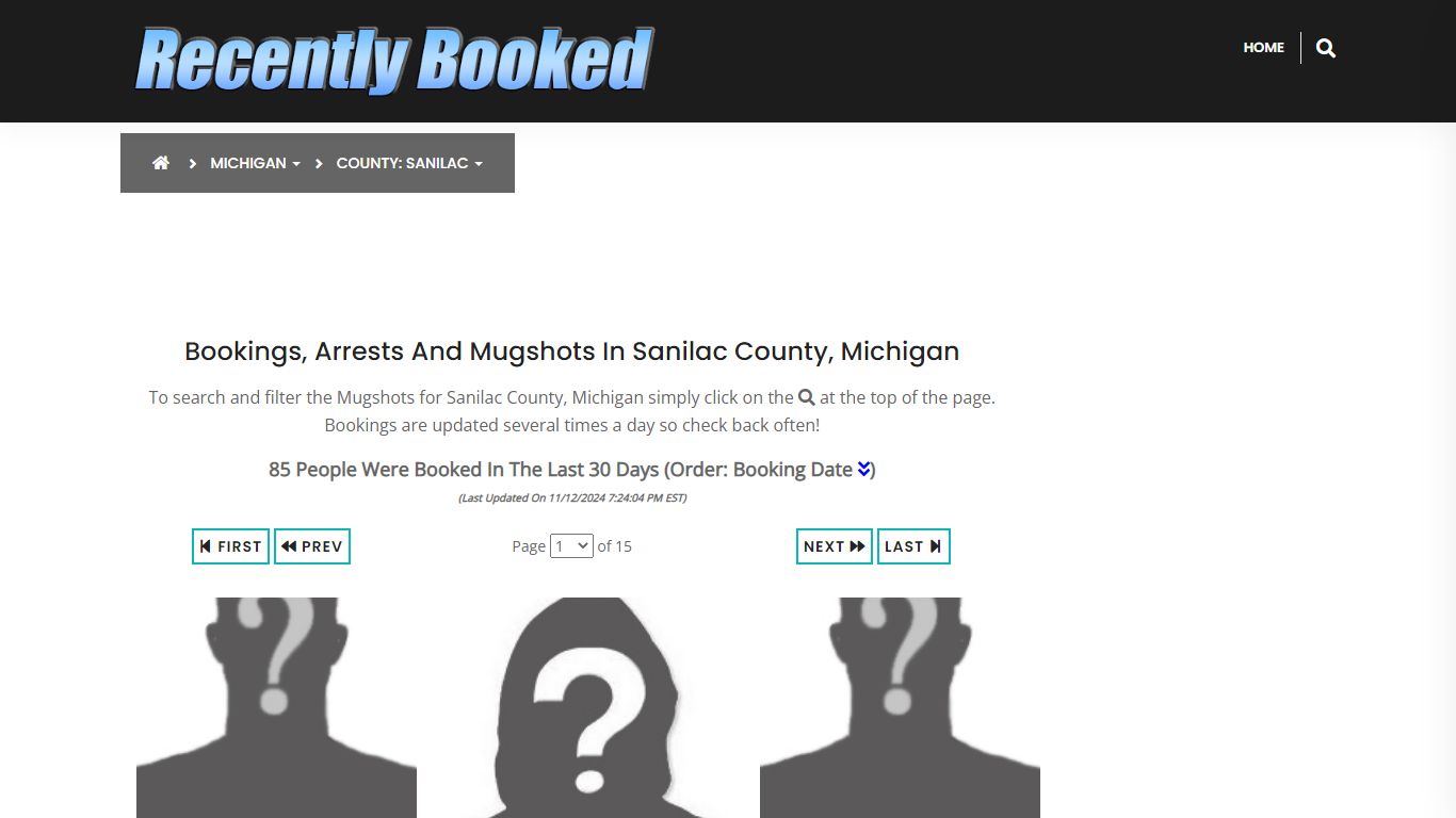 Bookings, Arrests and Mugshots in Sanilac County, Michigan