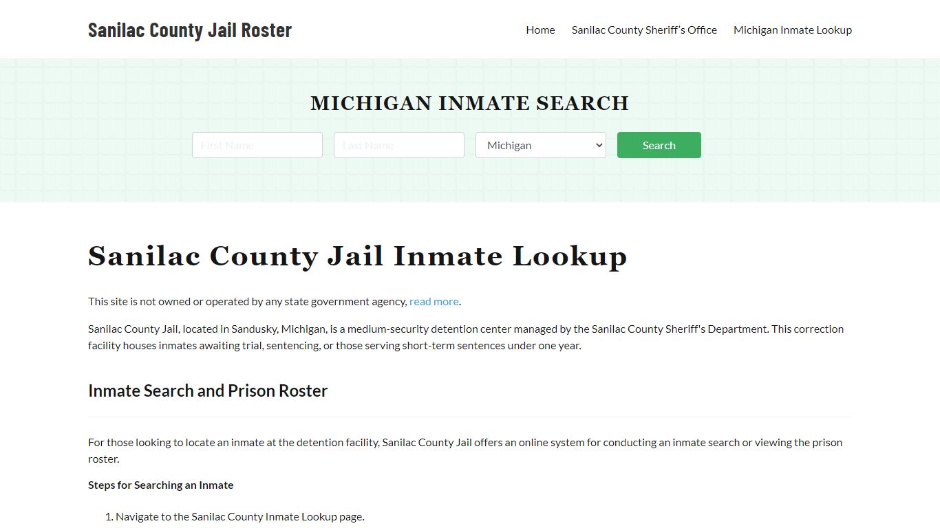 Sanilac County Jail Roster Lookup, MI, Inmate Search